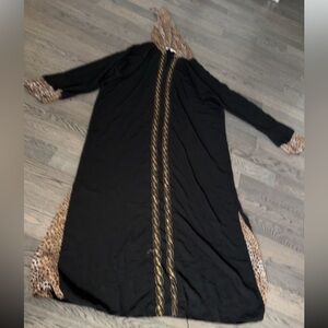 Istanbul style ABAYA EMBROIDERED Sequins  Leopard MAXI DRESS IN BLACK